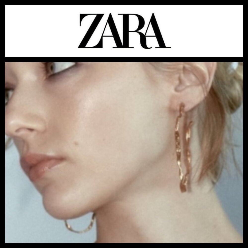 Zara - Large Gold Twisted Open Hoop Earrings - NWT - Picture 14 of 15